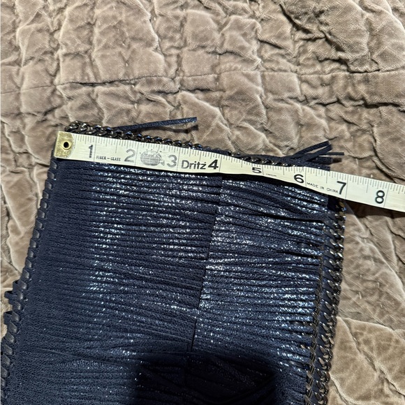 Stella McCartney Falabella Navy Metallic Fringe Clutch with original tags - Picture 14 of 15